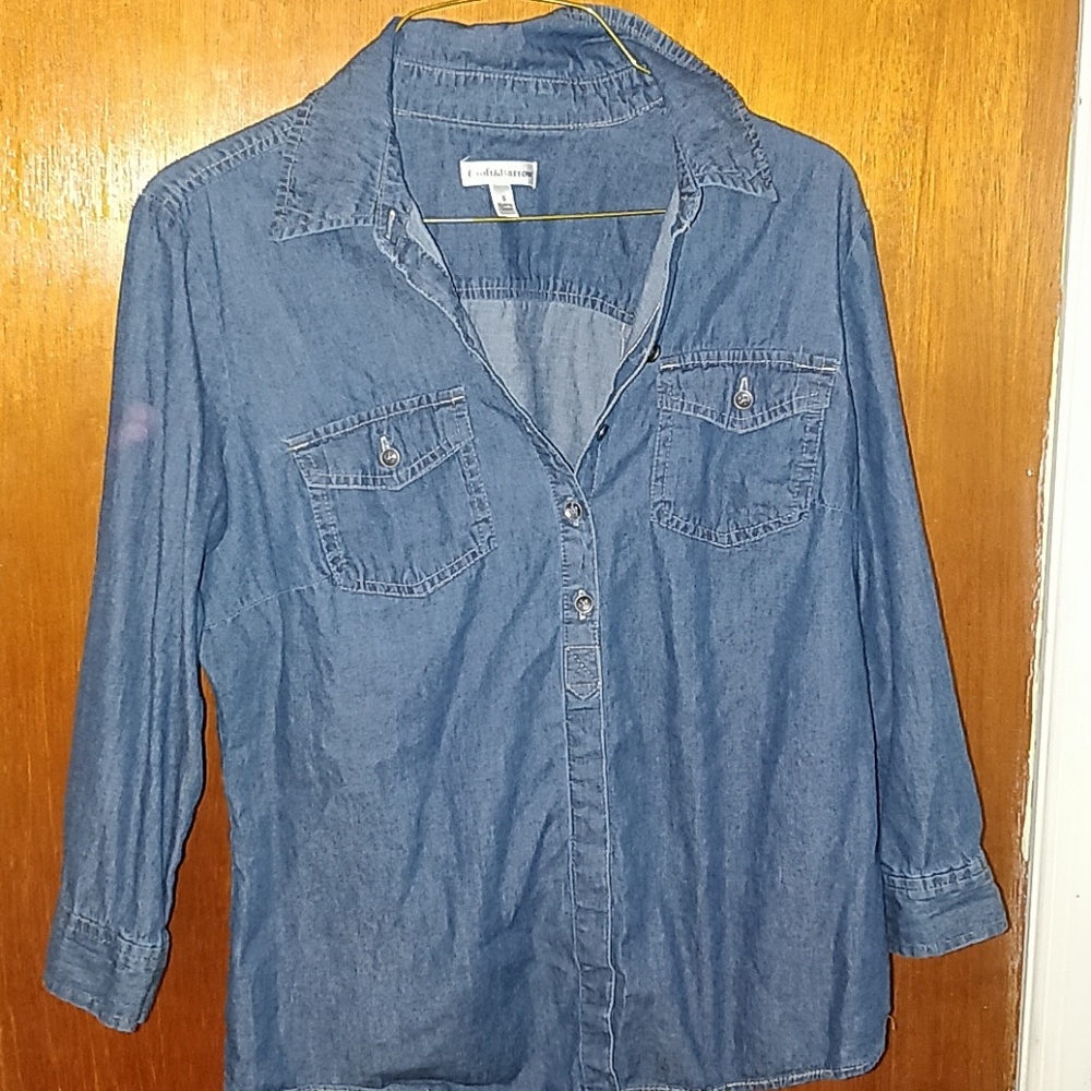 Navy Croft & Barrow Button Down Jean Flannel